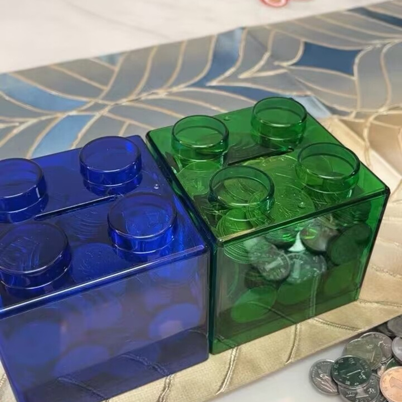 ins Wind Building Blocks Shape Piggy Bank Coin Stackable Piggy Bank Transparent Plastic Coin Debris Building Blocks
