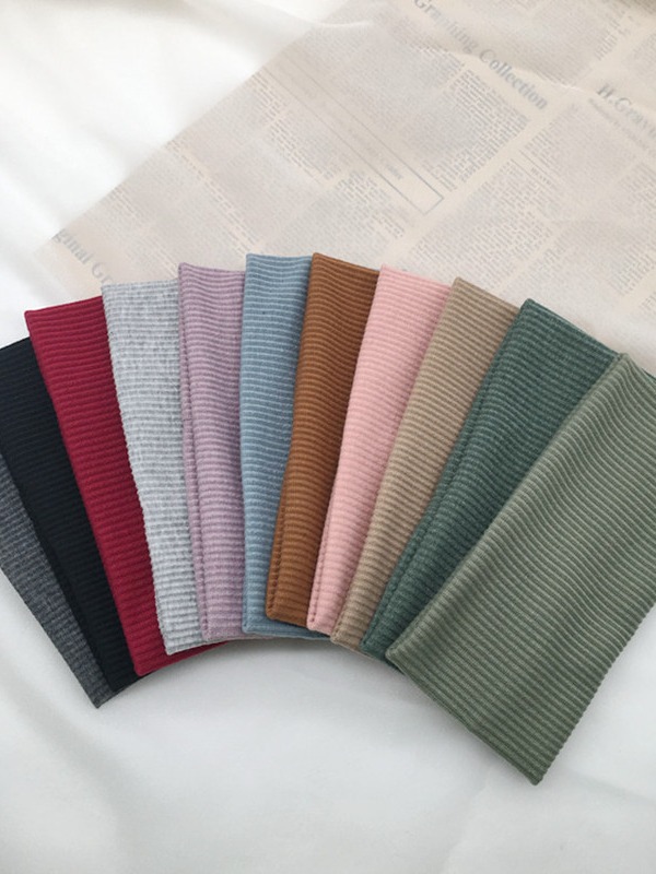 European and American Amazon Solid Color Knitted Hair Band Korean Stretch Hair Band Sports Fitness Headband Cross-border Hot Selling Hair Accessories