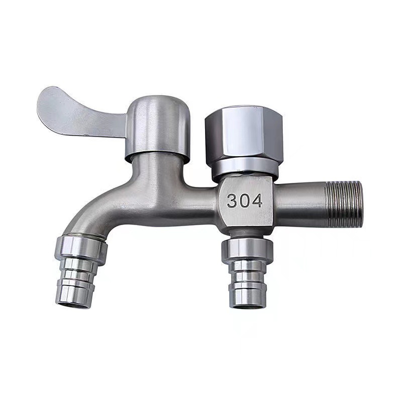Alloy wire drawing faucet washing machine dedicated one-in two-out dual-use faucet 4 points household tap water switch