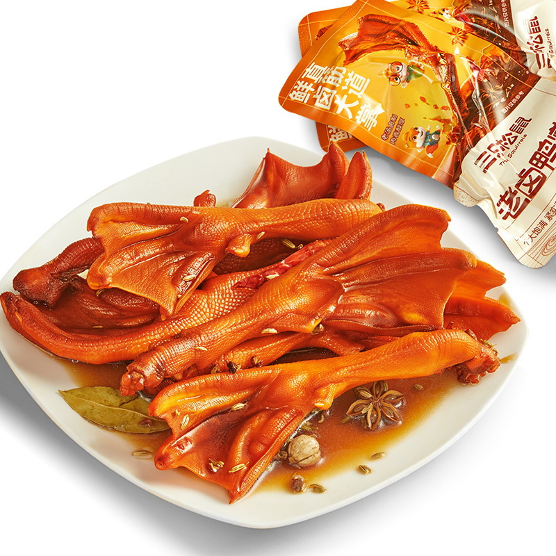 [Three Squirrels Old Marinated Duck Palm 30g] Old Marinated Duck Claw Marinated Flavor Bulk Weighing Cooked Duck Foot Snacks