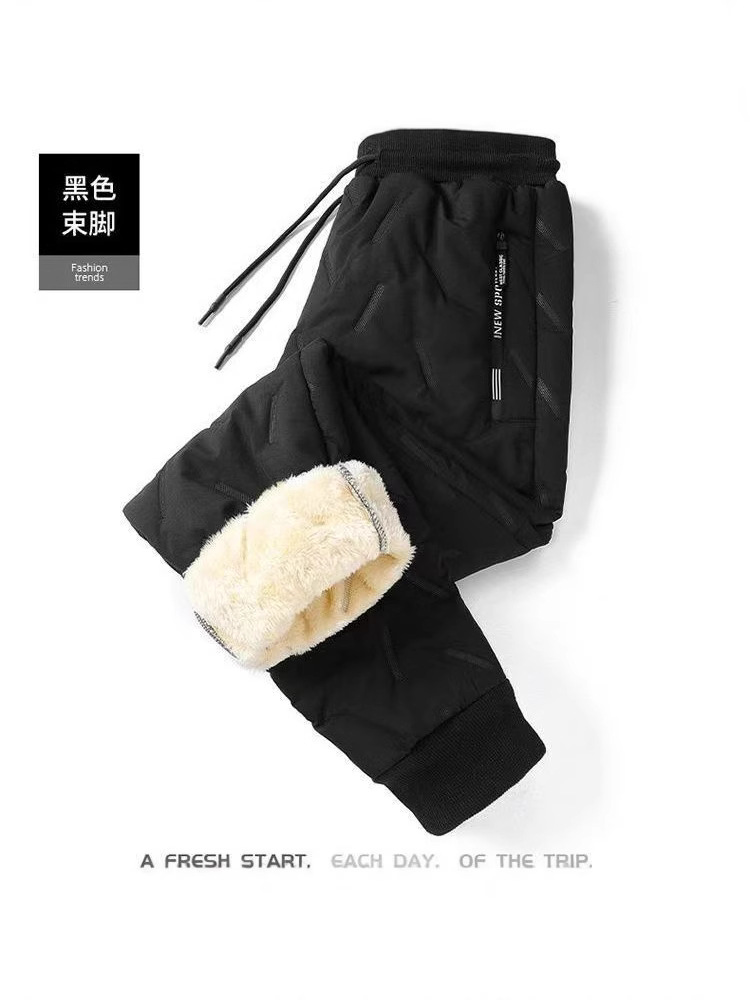 Fall/Winter Lamb Fleece Cotton Pants fleece-lined Thickened Cold-proof Warm-keeping plus size Outdoor Sports Leisure Windproof Straight Trendy Trousers