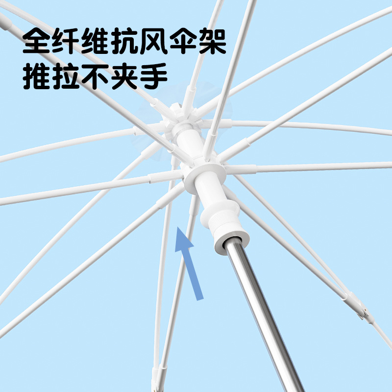 Children's Umbrella Ultra-Light Transparent Boy and Girl Primary School Student Long Handle Anti-Pinch Small Fresh Small Safety Transparent Umbrella