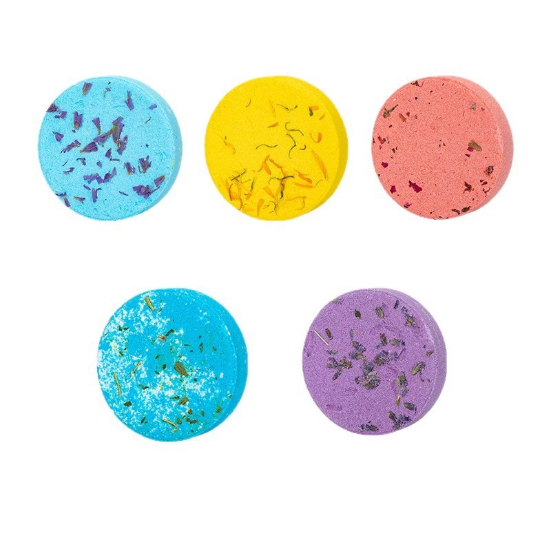 Cross-Border 30g Dried Flower Shower Tablets Wholesale Hotel Supplies Essential Oil Fragrance Aromatherapy Tablets Oem Explosive Salt Bath Tablets