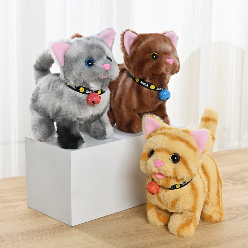 Plush electric cat simulation cry walking nodding wagging tail kitten puppy children's toy pet electronic cat
