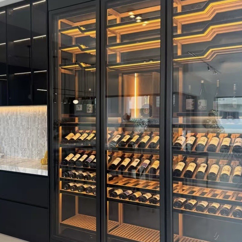 Stainless Steel Wine Cabinet Custom Villa Wine Cellar Hotel Bar Commercial Restaurant Wine Rack Red Wine Cabinet Custom Wine Cabinet