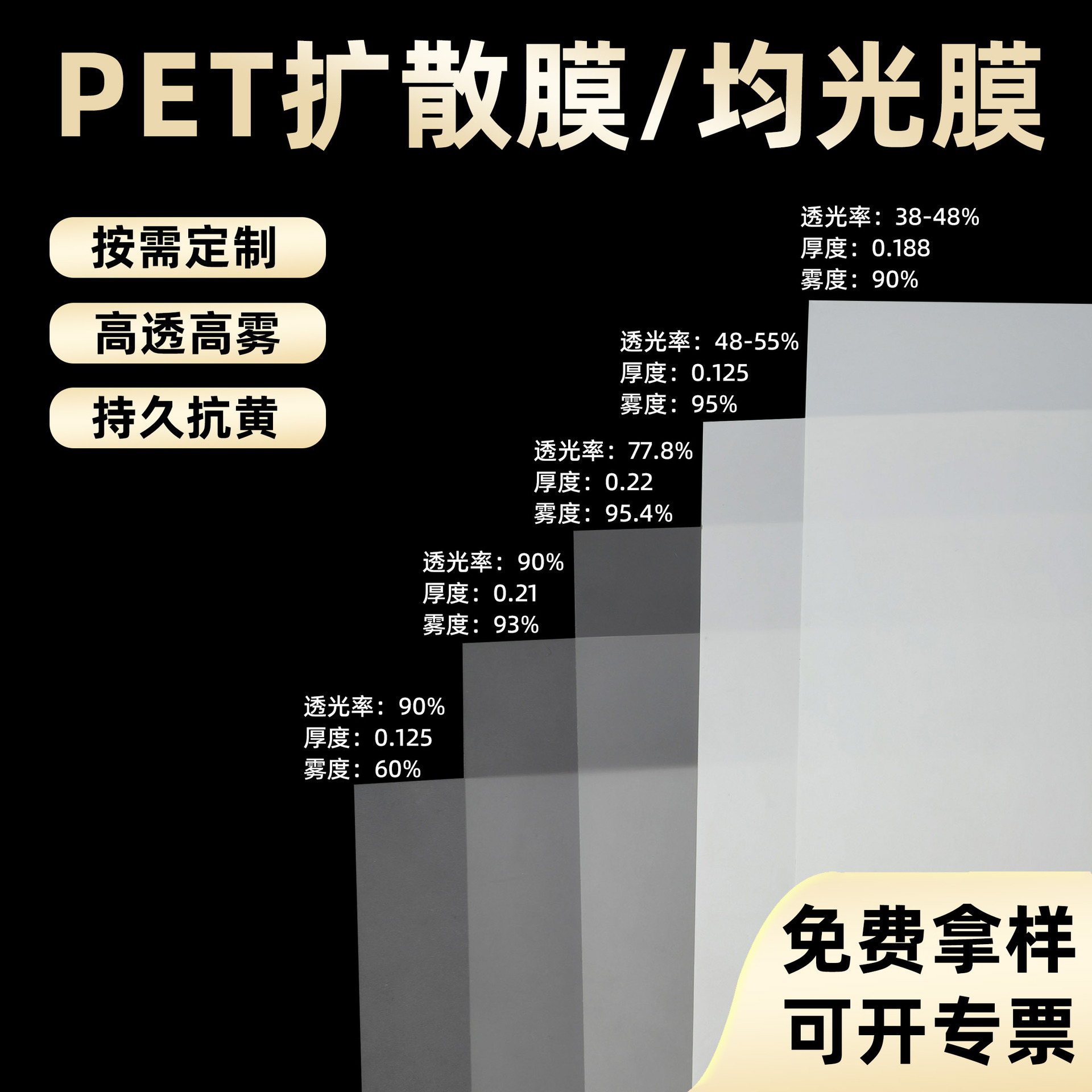Прямые продажи с завода пленка для диффузии для домашних животных, равномерная световая пленка, белая световодная пленка, печатаемая клеевая оптическая высокопрозрачная диффузионная пленка