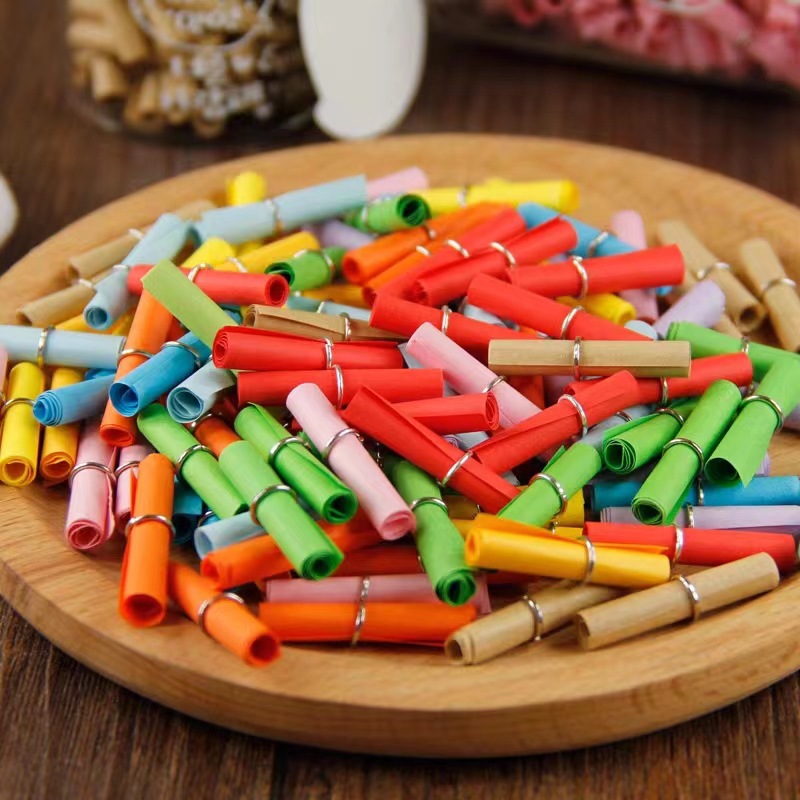 Color Mini Wish Paper Roll Wish Pool Wish Bottle Blessing Message Small Paper Confession Colored Paper with Metal Ring