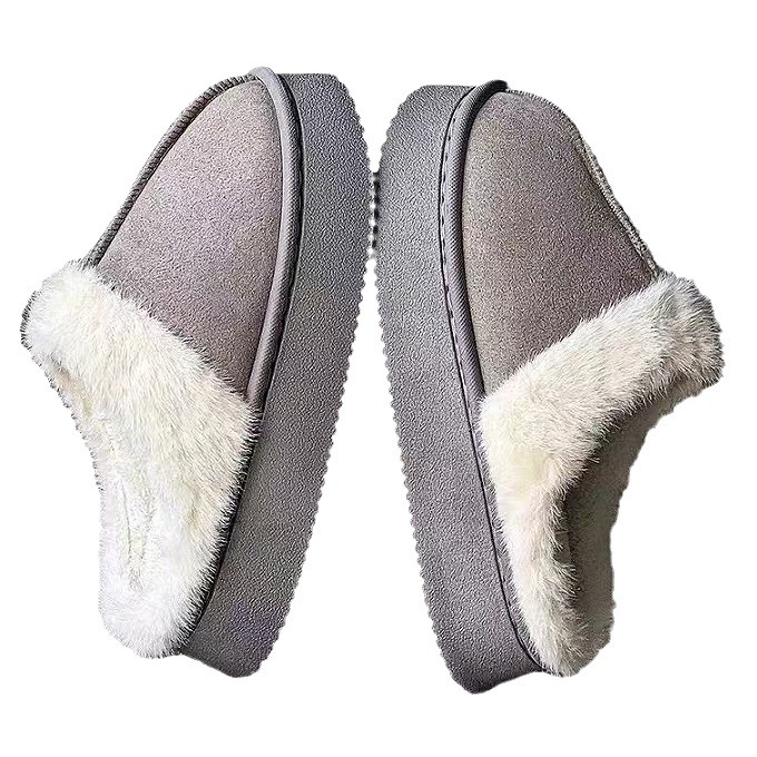 Women's Cotton Slippers fleece-lined Thickened Slip-resistant Indoor Height-increasing Slippers for Men and Women Couple Slippers Women's Cotton Slippers