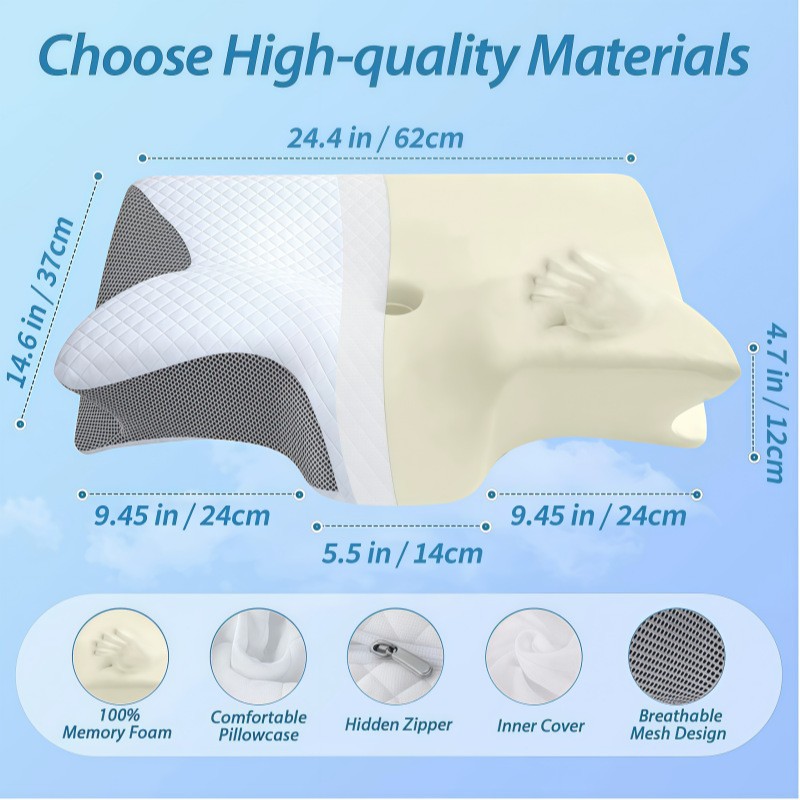 Cross-Border Foreign Trade Butterfly-Shaped Rolled Horn Neck Pillow Butterfly-Shaped Memory Pillow Home Slow Rebound Hotel Cervical Spine Pillow