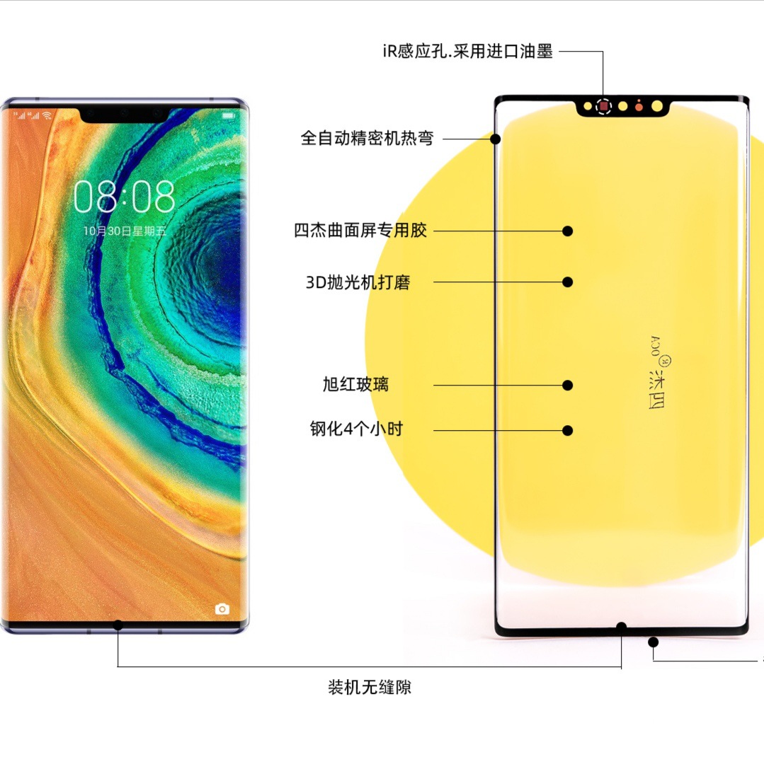 Sijie OCA curved surface cover plate is suitable for HW series P30P MT20P P40P mobile phone screen