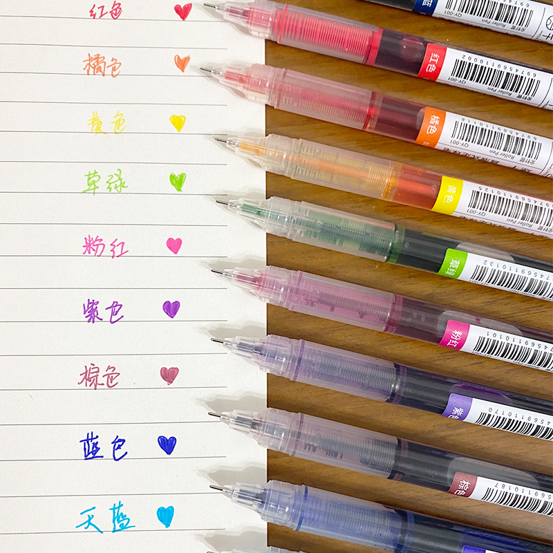 New Year's Gift Colorful Liquid Ink Gel Pen Student Stationery Signature Pen Office Supplies Plastic Exam Pen Wholesale