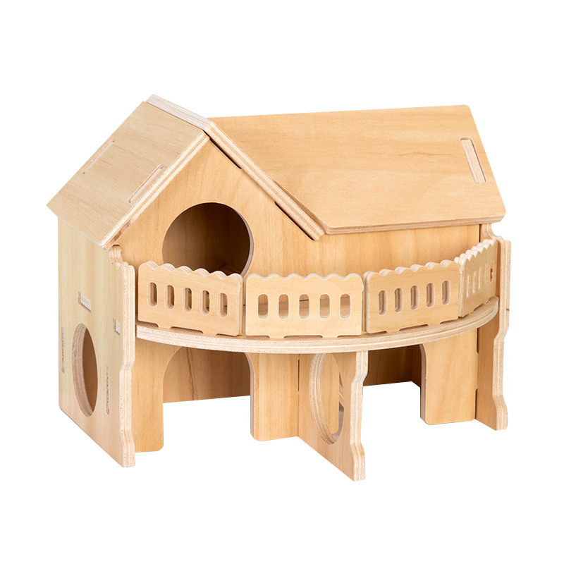 Hamster Solid Wood House Toy Acrylic Hamster Cage Accessories Golden Bear Cage Single Layer Transparent Villa Supplies