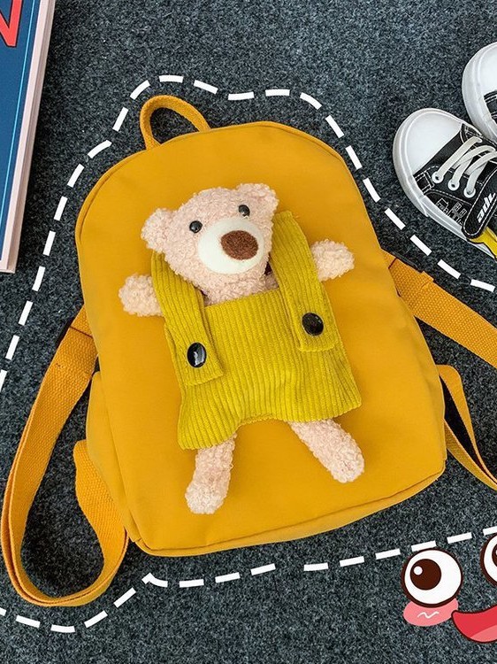 Little Bear Kindergarten School Bag Nylon Cloth 2-5 Years Old 3 Cute Children's Bag Boy Baby Small Backpack Girl Backpack