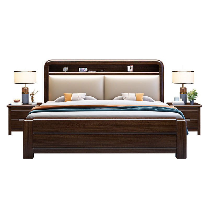 Full solid wood bed purple sandalwood bed double 1.8x 2 m storage bed 1.5 m household modern simple master bedroom big bed