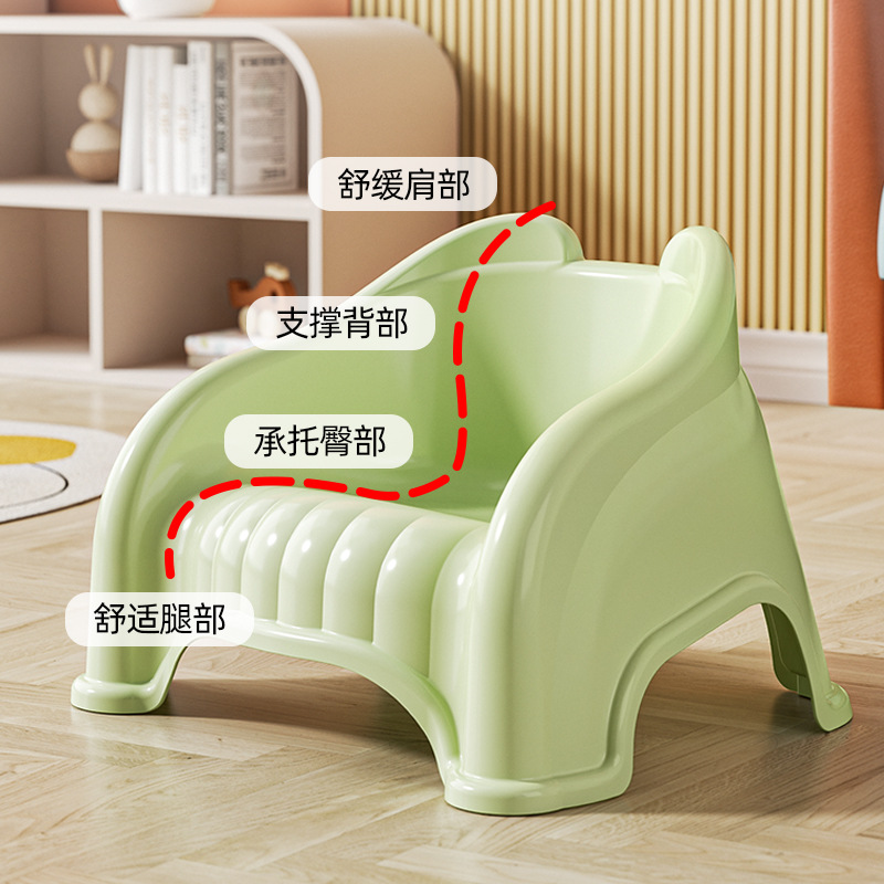 Children's Plastic Small Stool Backrest Chair Household Baby Sofa Small Chair Dining Chair Non-slip Bath Low Stool