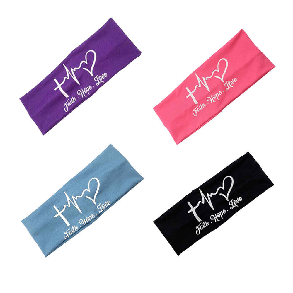 European and American Cross-border New Sunflower Pattern Printed Elastic Wide-brimmed Hair Band Pastoral Sports Yoga Headband