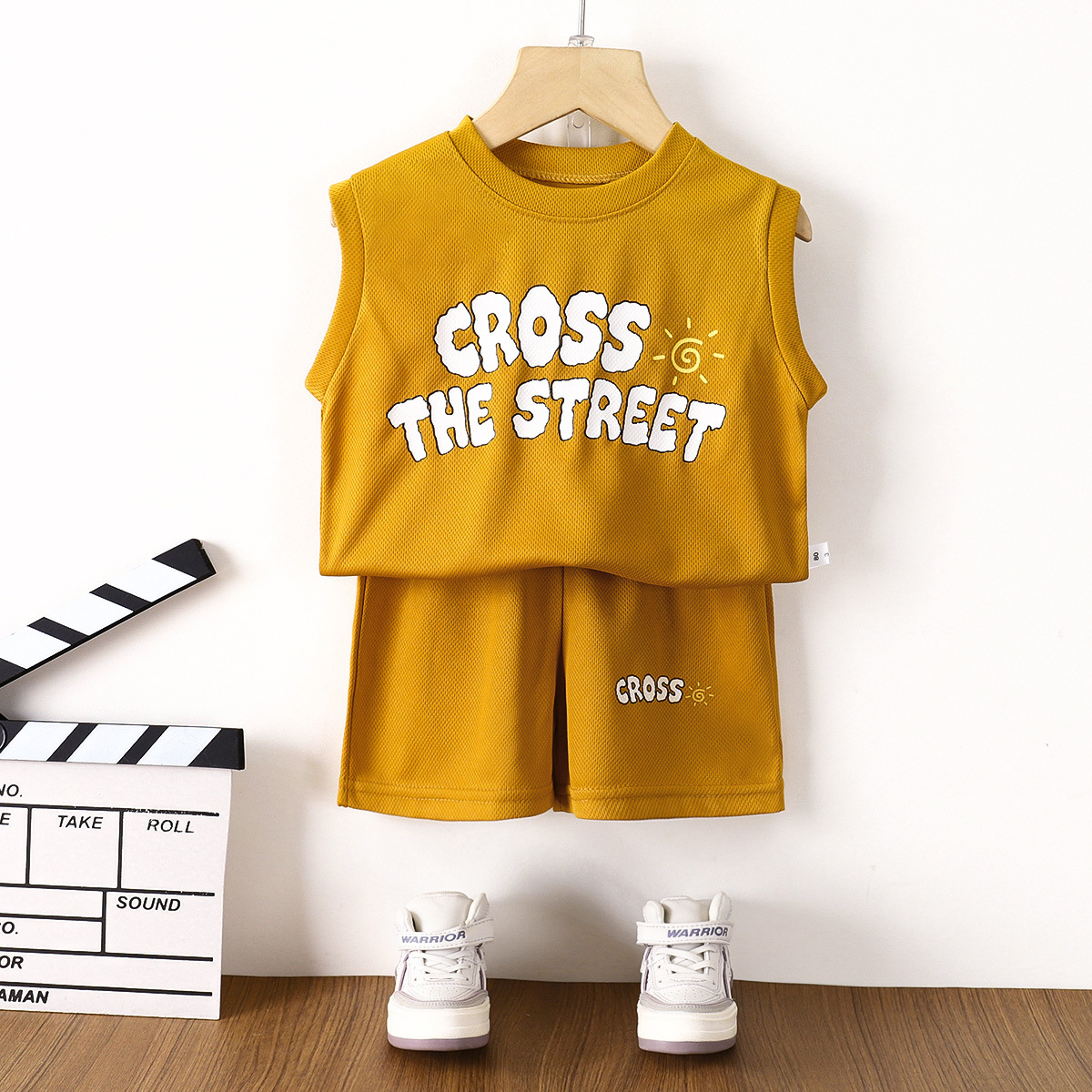 Children's Summer Vest Sports suit Mesh Quick Dry Western Style Casual Boys Sleeveless Thin suit