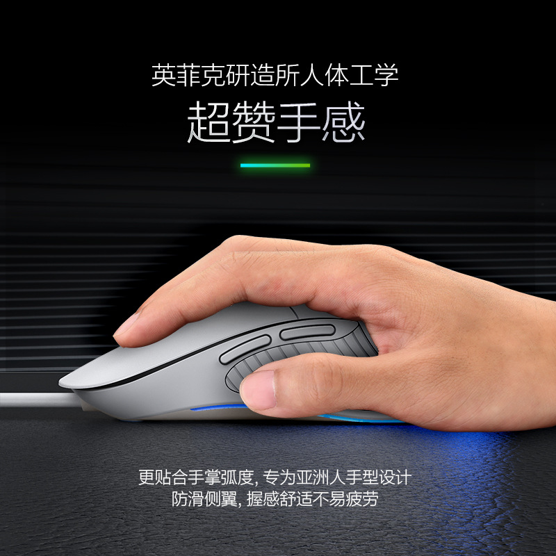 INPHIC INFIK PB1 Wired Mouse E-sports Game Macro Mute Luminous Business Office Desktop Notebook