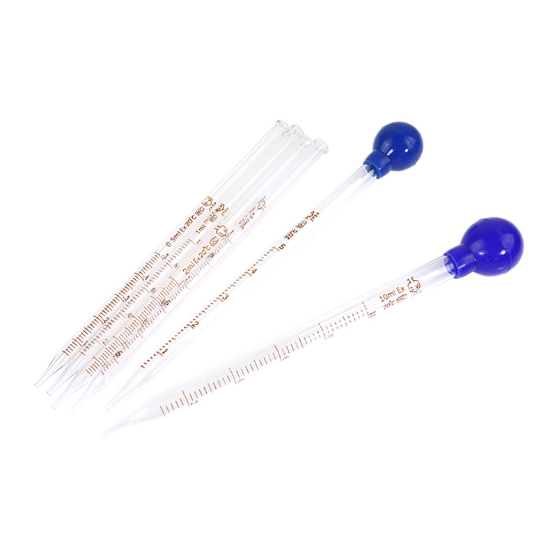Plastic Tip Dropper with Graduated Glass Pasteur Pipette Laboratory Plastic Pipette 1 2 510ml Red Plastic Cap