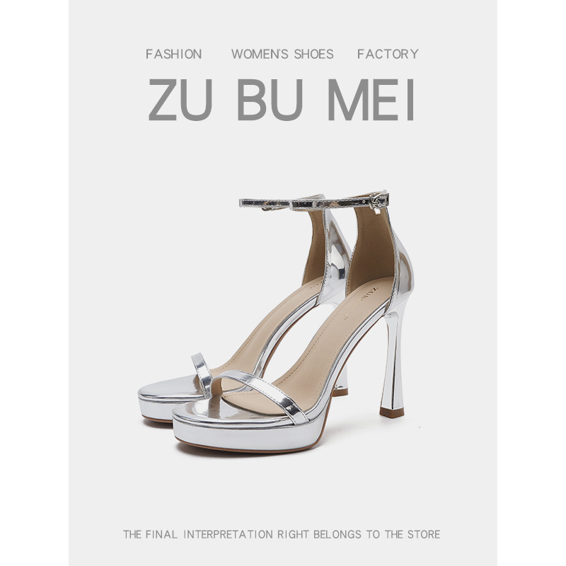 113-1 сексуальные сандалии на шпильке с открытым и круглым носком для женщин лето 2025 новые водонепроницаемые платформы неутомительные высокие каблуки