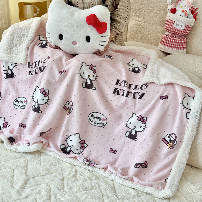 New Genuine Sanrio Series Multifunctional Invisible Zipper Thickeneded Warm Lamb Velvet Blanket Cover Blanket