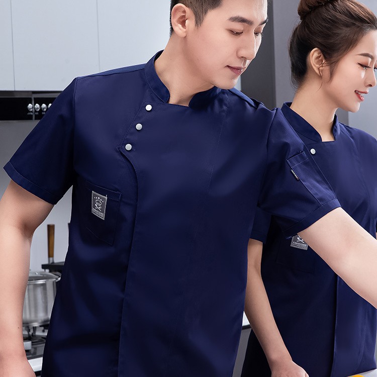 Chef Work Clothes Short Sleeve Men's Summer Catering Cake Baking Restaurant Kitchen Restaurant Waterproof Work Clothes Long Sleeve Customized