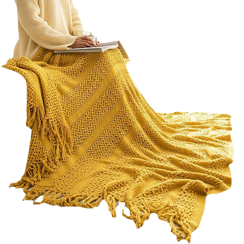 Scandinavian Ins Acrylic Knitted Shawl Blanket Geometric Cable Nap Blanket Office Air Conditioning Sofa Blanket Autumn and Winter