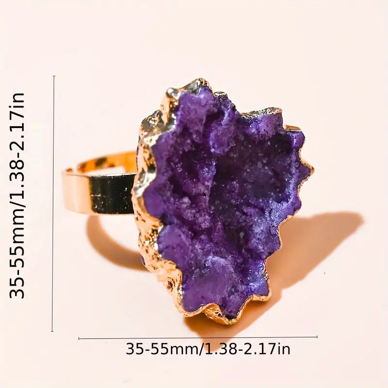 Natural Crystal Cave Sun Flower Sliced Ring Agate Edge Electroplating Colorful Irregular Ring Cross-border Wholesale