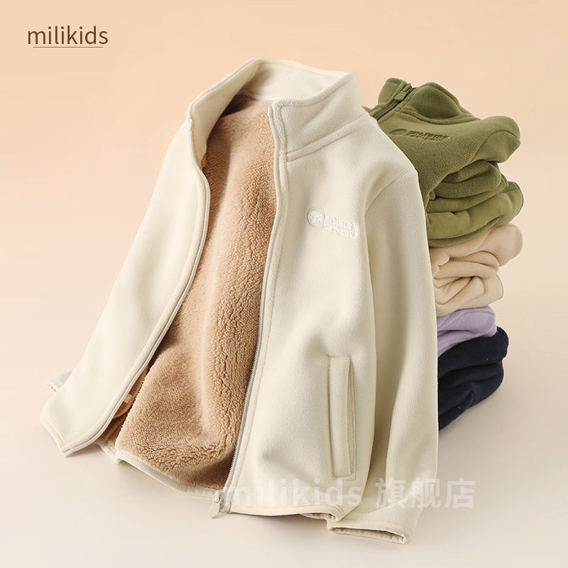 Детская куртка с флисовой подкладкой, зимний теплый кардиган для мальчиков и девочек, необходимый элемент школьной формы, детская одежда из полар-флиса