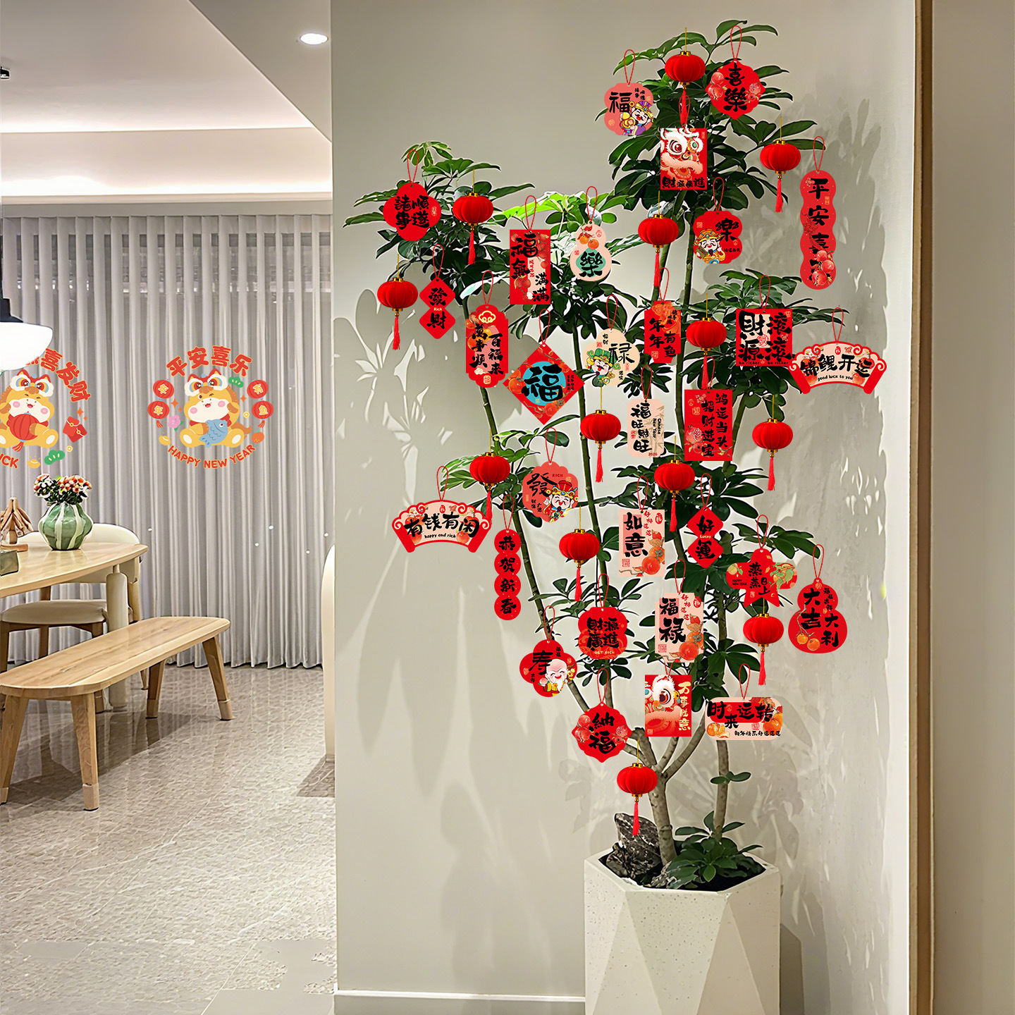 Новогодние украшения, год лошади 2026, маленькие подвески с символом "Фу" для весеннего фестиваля, подвески для комнатных растений, создание атмосферы