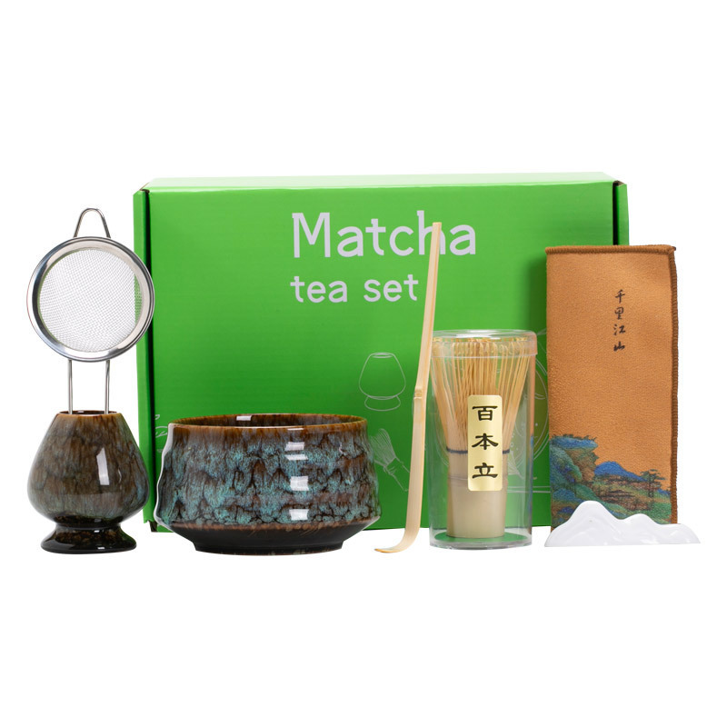 Cross-Border Exclusive Amazon Ins-Style Japanese Ceramic Matcha Tea Bowl Tea Whisk Tea Art Set Baibenli