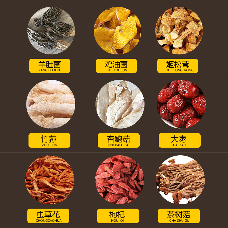 Yunnan Jiumei Colorful Mushroom Soup Bag Yunnan Specialty Dictyophora Dried Mushroom Soup Bag Edible Mushroom Wholesale