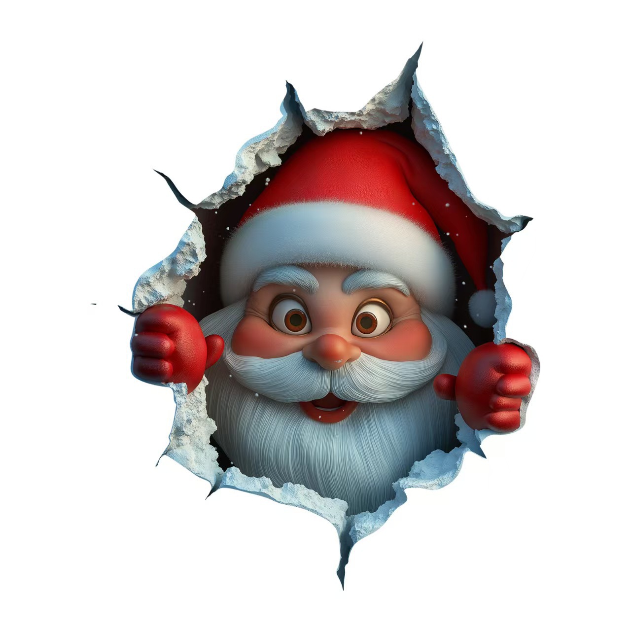 Christmas Cute Santa Claus Breaks through the Wall Effect Wall Sticker Toilet Sticker Self-Adhesive Removable Manufacturer Wholesale