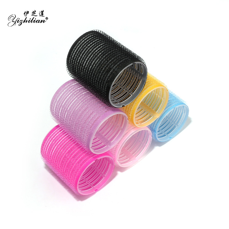 Bulk transparent roll core hair curler wholesale hair root fluffy curly hair air bangs roll self-adhesive hair curler Velcro