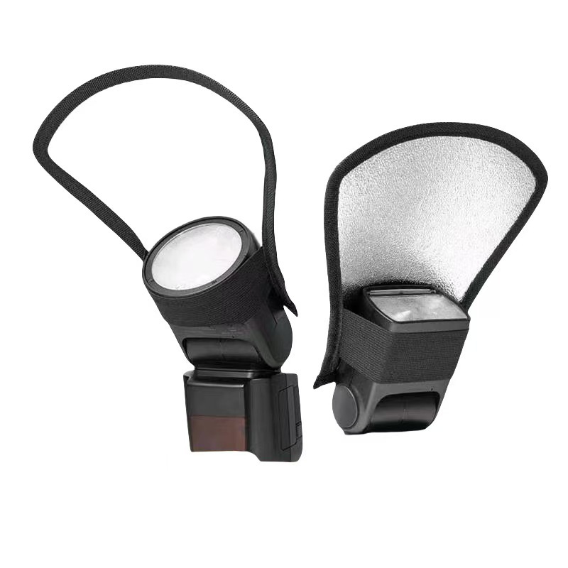 Dslr Camera External Flash Reflector, On-Camera Light Diffuser, Soft Light Shield, Silver-White Reflector