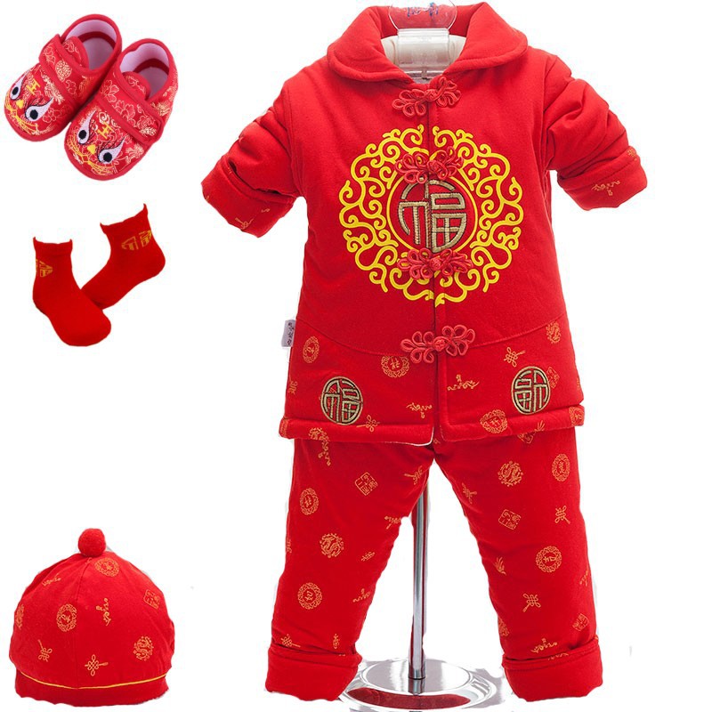 Зимний мультяшный танг костюм универсальный костюм с хлопковой подкладкой красный хлопковый костюм оптовая продажа танг костюм/этническая одежда