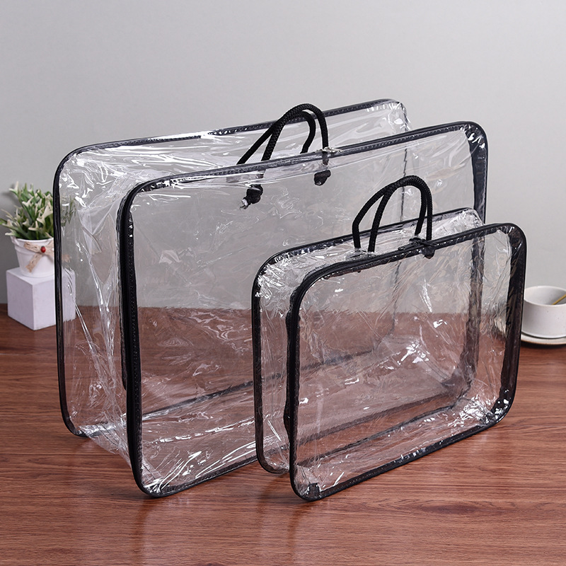 Pvc Transparent Home Textile Packaging Bag Custom Blanket Quilt Pillow Storage Dust Bag Steel Wire Bag Customization