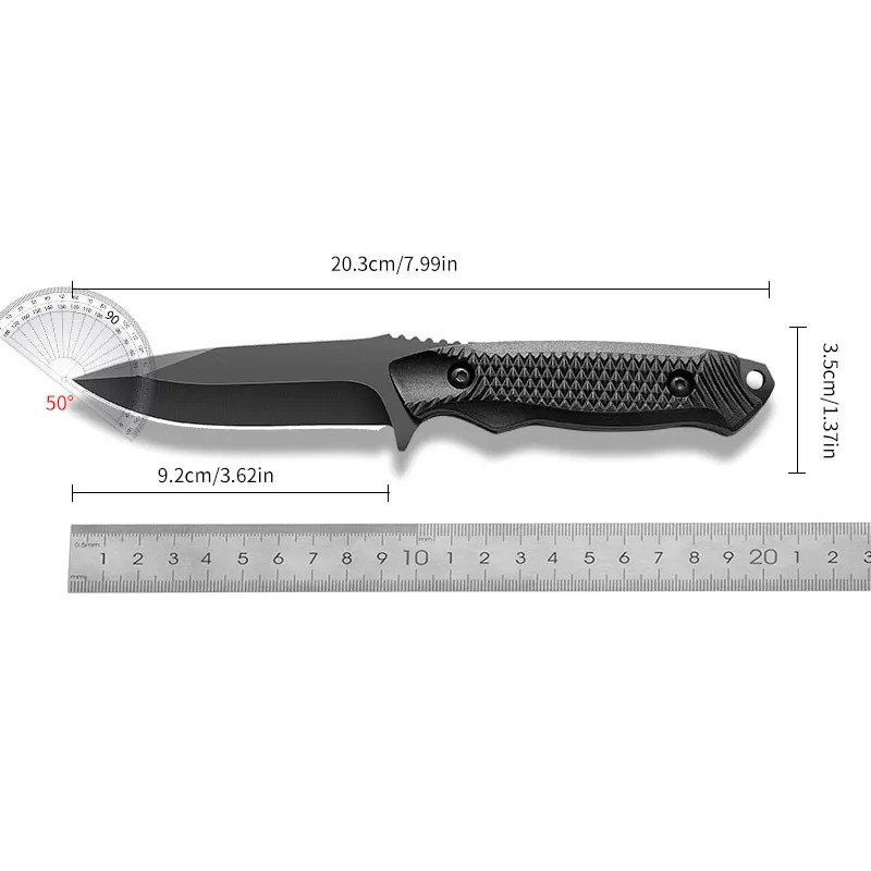 Cross-Border Integrated Keel Self-Defense Straight Knife Outdoor Knife Camping Portable Rope Cutting Knife Household Barbecue Meat and Fruit Knife