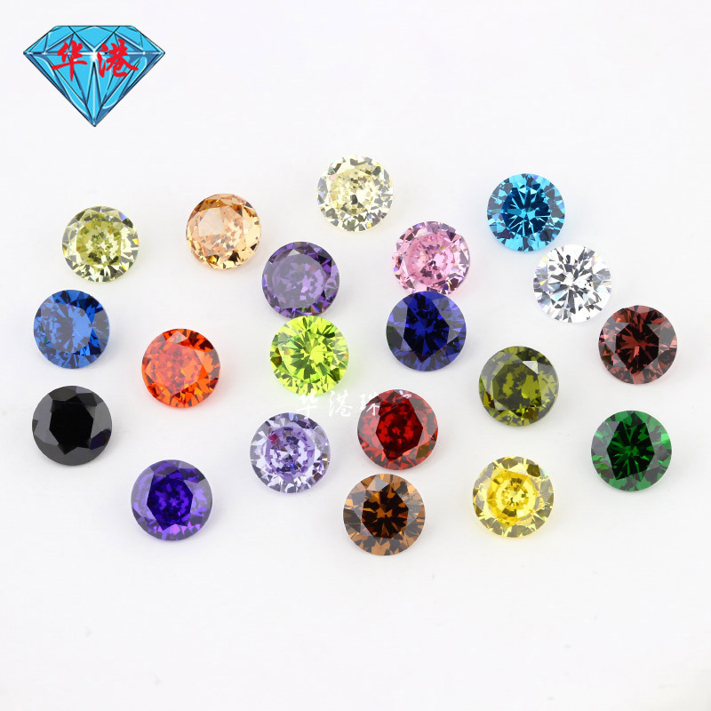Huagang Gem Round Zircon Bare Stone Ring Wholesale Wuzhou Sharp Bottom AAA White Color Artificial CZ Hao Stone