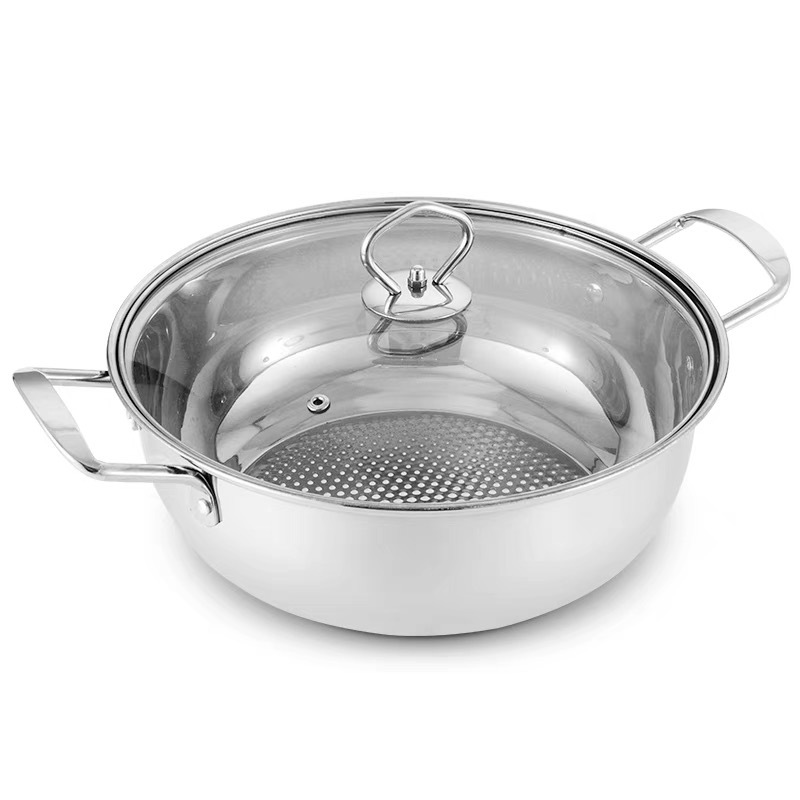 Factory wholesale stainless steel thickened hot pot soup pot cornucopia soup pot Buddha jump wall with pot big pot hot pot