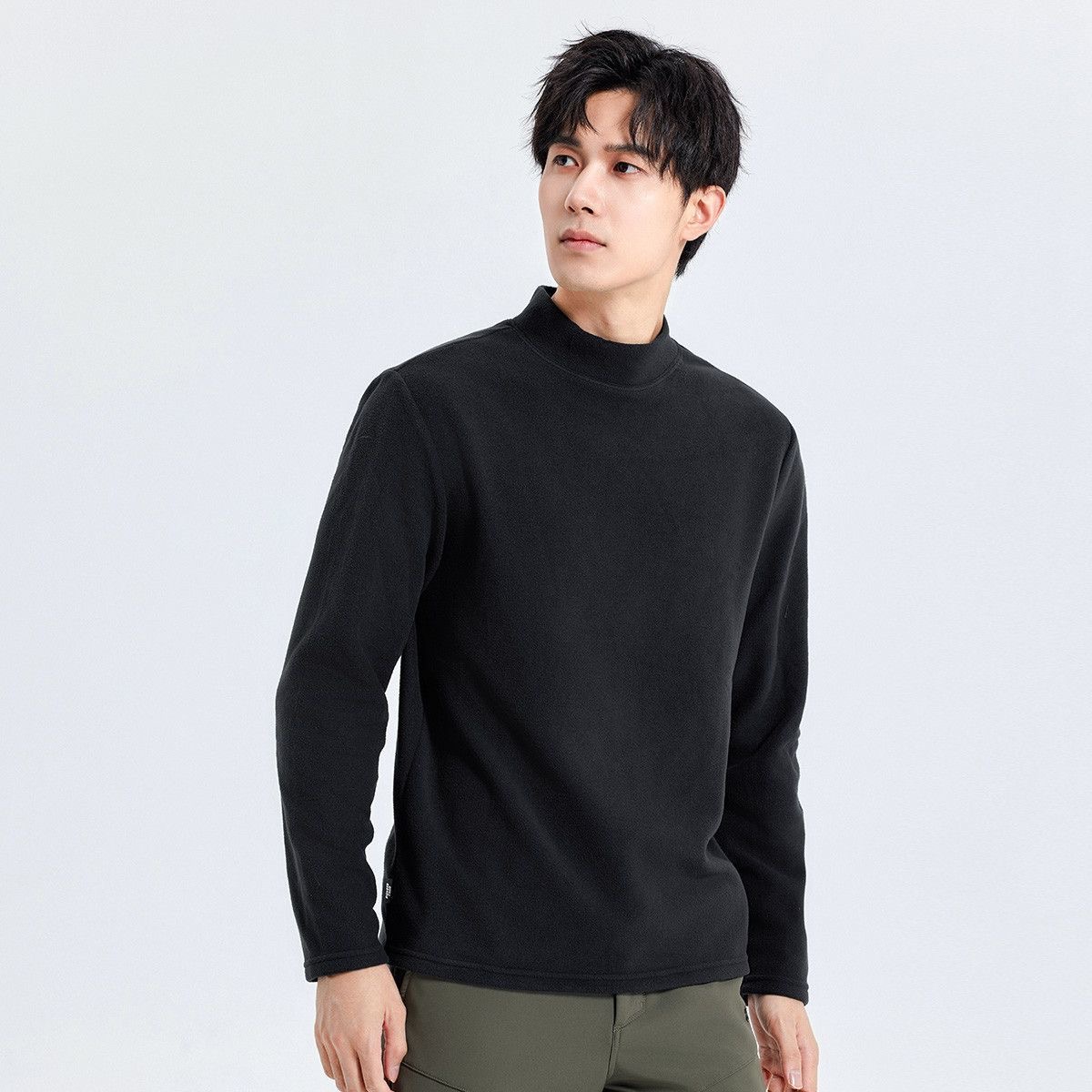 [Double-Sided Velvet] Autumn and Winter Men's Velvet Half Turtleneck Long-Sleeved T-Shirt Warm Autumn Clothing Bottoming Knitwear