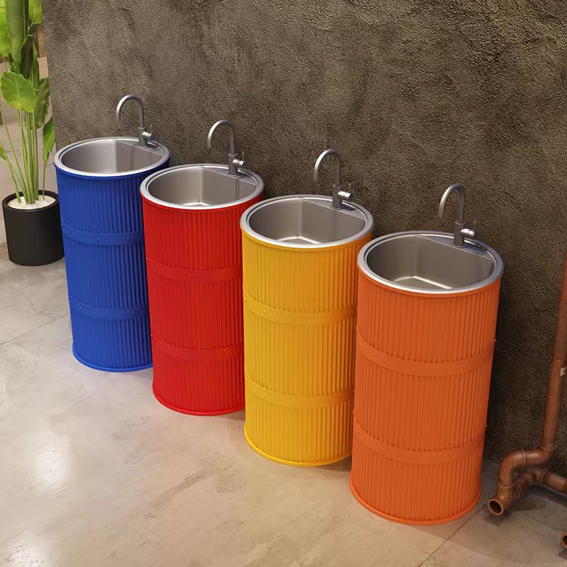 Wrought Iron Wash Basin Retro Industrial Wind Oil Bucket Creative Toilet Washstand Toilet Personalized Washbasin Washstand