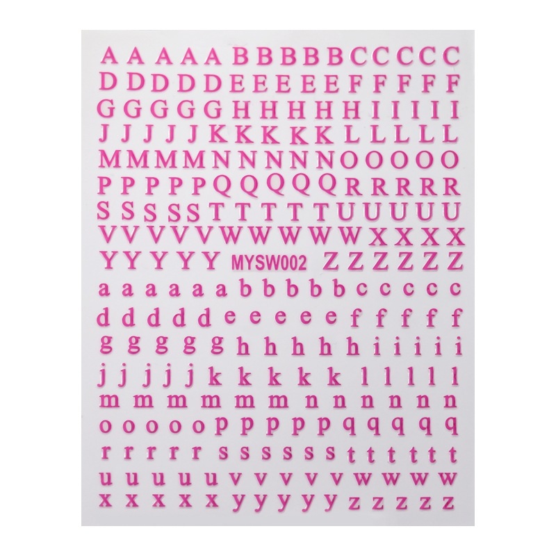 Overseas Hot Selling 12-Color Letter Nail Art Stickers English Letters Uppercase and Lowercase Fluorescent Nail Decoration DIY Nail Art Stickers