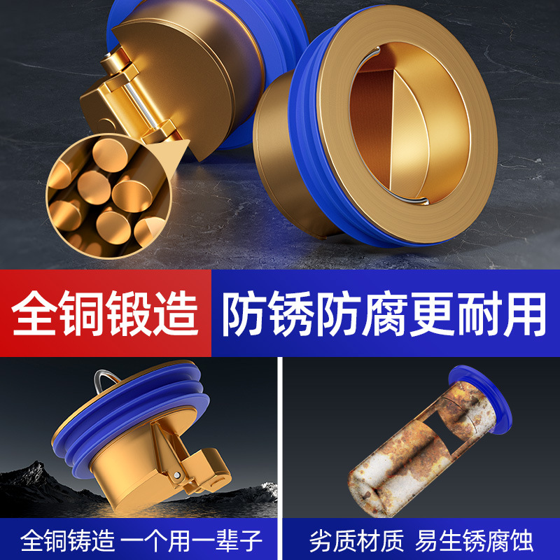 All-Copper Household Anti-Odor Floor Drain Core for Bathroom and Kitchen Drains, Universal Drainage for Toilets, Prevents Insects and Odors