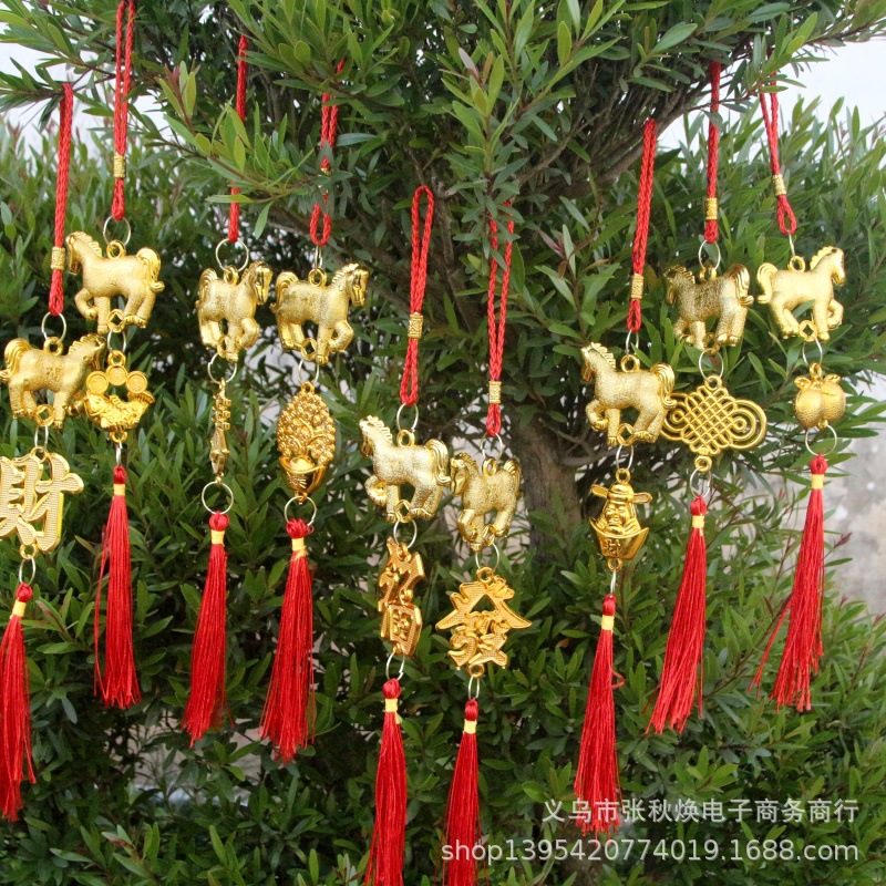 2026 New Year's Day Moving to a New Home Bonsai Decoration Zodiac Horse Year Pendant Indoor and Outdoor Plant Pendant Ornaments Arrangement