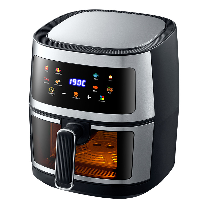 Cross-border air fryer household large-capacity multi-function stainless steel intelligent visual air fryer electric fryer wholesale