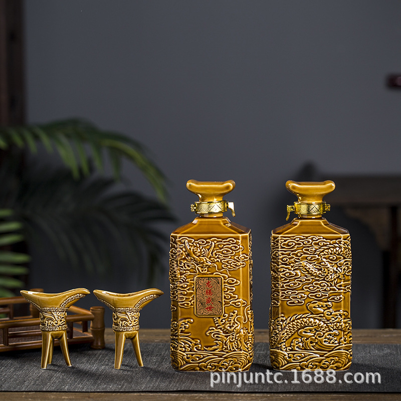 Керамическая бутылка для вина Дракон, парящий в небе, пустая бутылка для спиртных напитков, запечатанная высококачественная чаша для вина, керамическая бутылка для вина