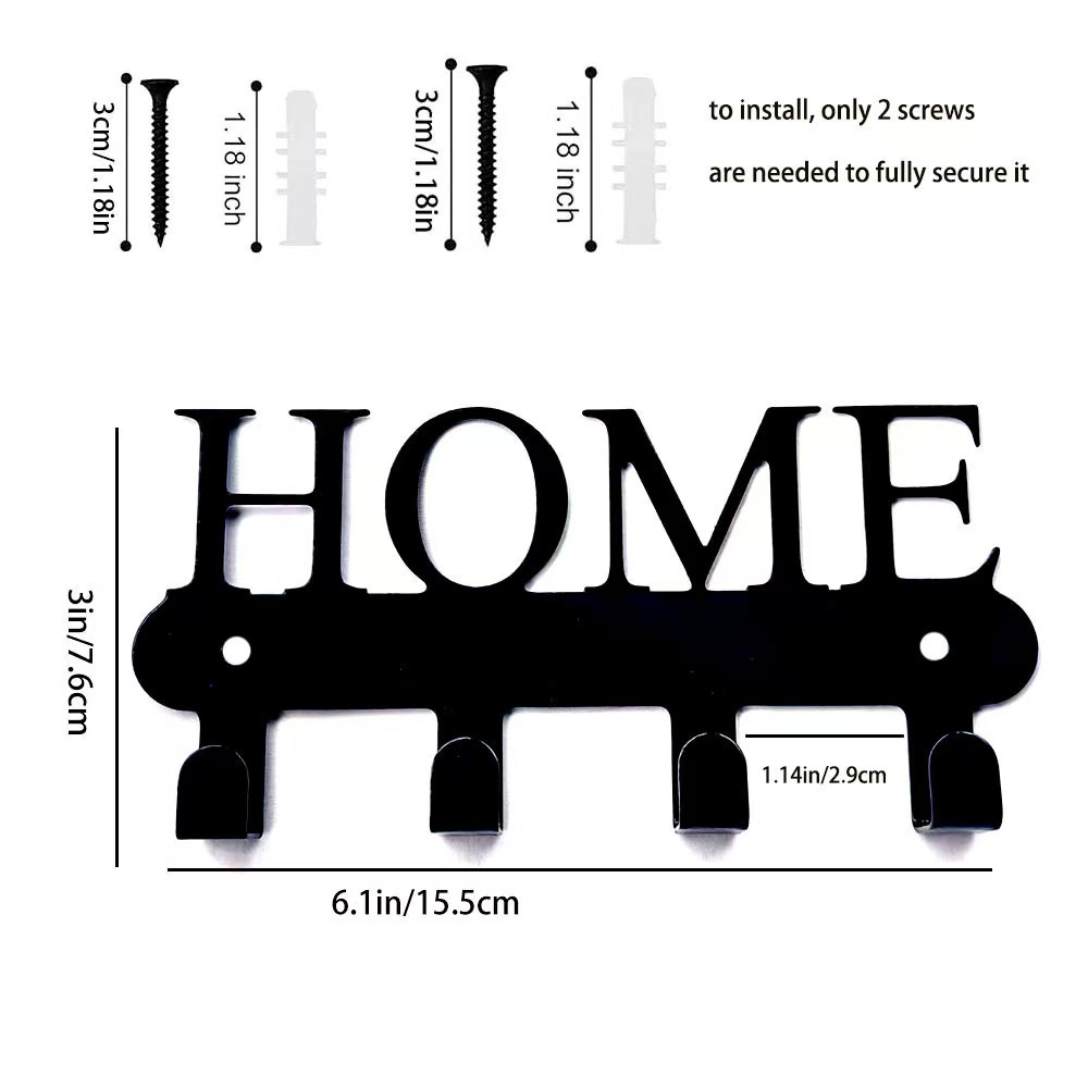 Cross-Border Home Key Rack Wall Storage Rack Metal Art Decorative Hook Keysholder Coat and Hat Entrance