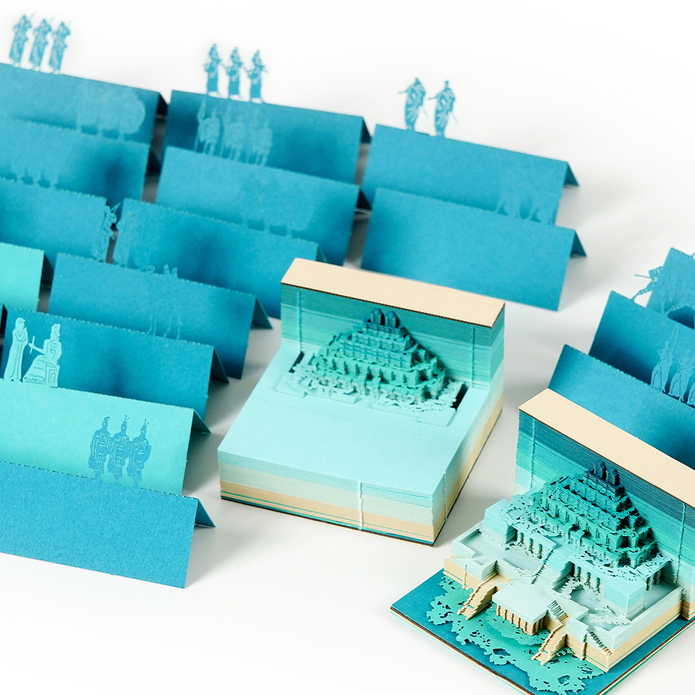 Factory Direct Sales Paper Journal 3D Stereo Paper Creative Sticky Notes Trendy Cultural and Creative Back-To-School Gift Babylonian Pyramid Office