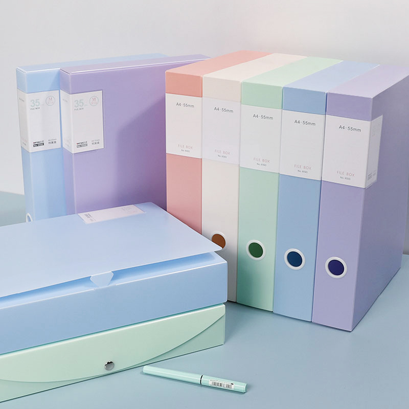 Morandi File Box a4 Thickened Plastic File Box Student Data Box Hard Box File Storage Box Wholesale